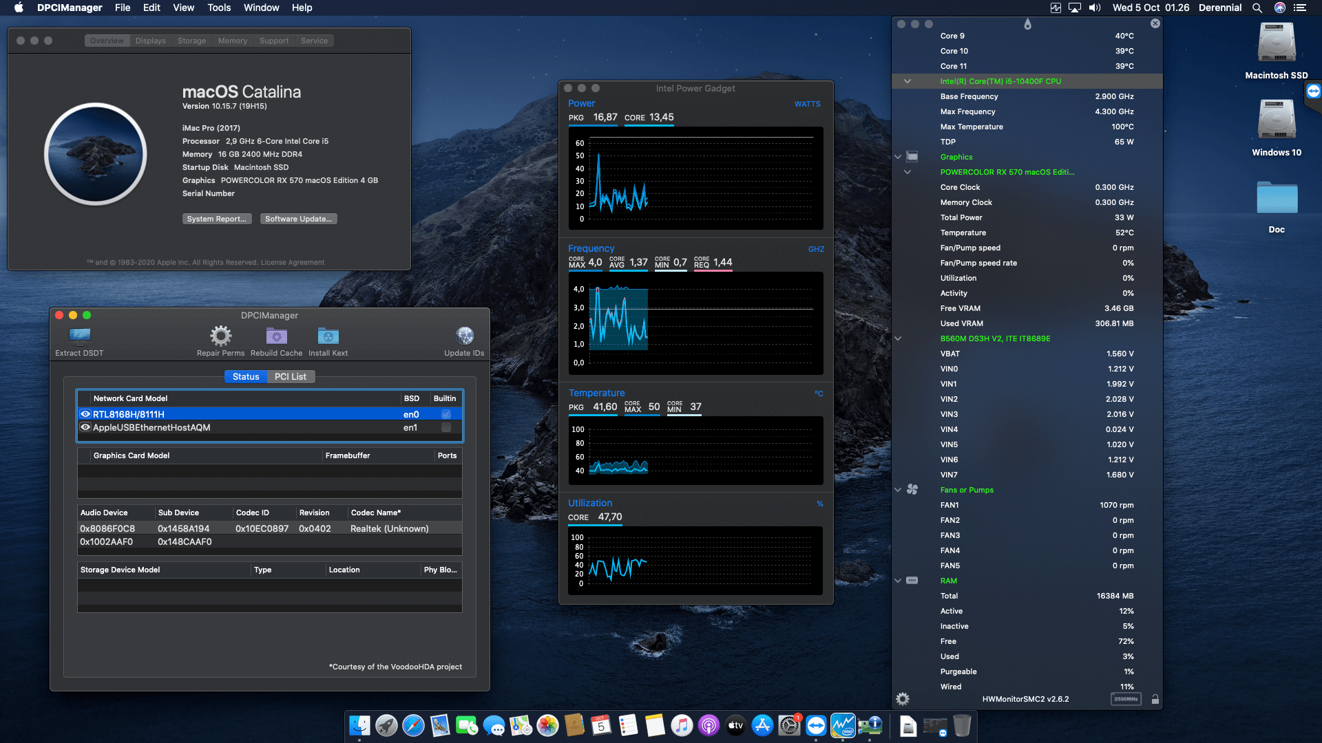 Success Hackintosh macOS Catalina 10.15.7 Build 19H15 in Gigabyte B560M DS3H V2 + Intel Core i5 10400F + PowerColor RX 570